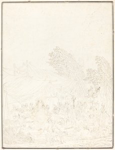 Dorpsbruiloft, 1785 door Charles Melchior Descourtis