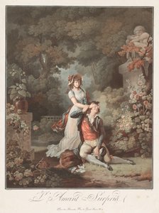 De geliefde verrast LAmant Surpris, ca. 1798 door Charles Melchior Descourtis