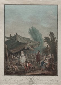 Dorpsbruiloft door Charles Melchior Descourtis