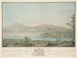 Uitzicht op Schadau aan het Meer van Thun (naar Clement) door Charles Melchior Descourtis