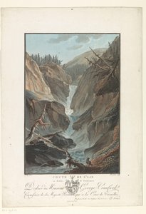 Waterval van de rivier de Aare door Charles Melchior Descourtis