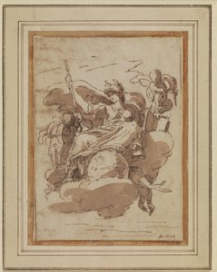 Allegorische vrouwenfiguur, zittend op wolken door Charles Mellin