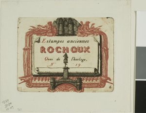 Adreskaart van de prentverkoper, Rochoux door Charles Meryon