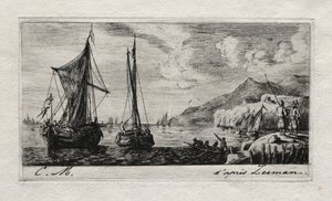 Calais - Vlissingen boten, 1850 door Charles Meryon