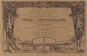 Omslag voor de set etsen getiteld "Een reis naar Nieuw-Zeeland" door Charles Meryon