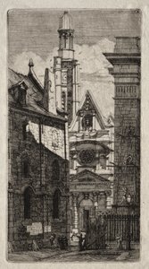 Etsen van Parijs: Kerk van St. Stephen van de Berg door Charles Meryon