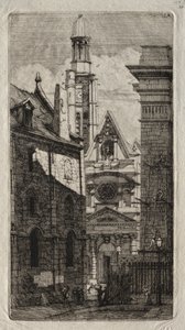 Etsen van Parijs: Kerk van St. Stefanus van de Berg, 1852 door Charles Meryon
