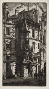 Etsen van Parijs: Huis met een torentje, Weversstraat, 1852