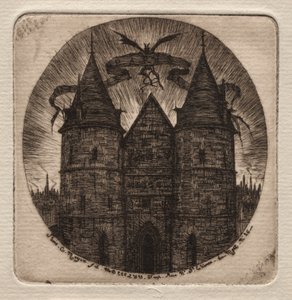 Etsen van Parijs: Oude poort van het Paleis van Justitie, 1854 door Charles Meryon