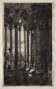 Etsen van Parijs: De galerij van Notre Dame door Charles Meryon