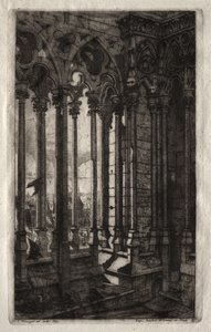 Etsen van Parijs: De galerij van Notre Dame, 1853 door Charles Meryon