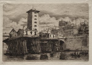 Etsen van Parijs: De Notre Dame Pomp door Charles Meryon