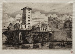 Etsen van Parijs: De Notre Dame Pomp door Charles Meryon