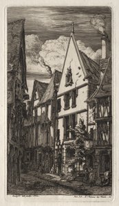 Etchings van Parijs: à Bourges door Charles Meryon