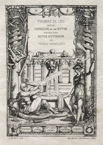 Frontispice voor een catalogus van de gravures van Thomas de Leu, 1866