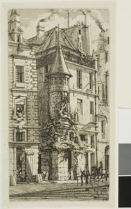 Huis met een torentje, rue de la Tixeranderie door Charles Meryon