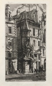 Huis met een toren, rue de la Tixeranderie, Parijs door Charles Meryon