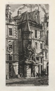 Huis met een toren, rue de la Tixeranderie, Parijs, 1852 door Charles Meryon