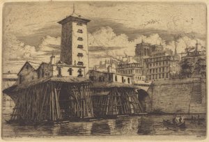 De Notre-Dame pomp, Parijs (La Pompe Notre-Dame) door Charles Meryon
