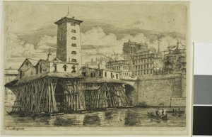 La Pompe Notre-Dame, Parijs door Charles Meryon