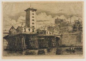 La Pompe Notre-Dame, Parijs door Charles Meryon