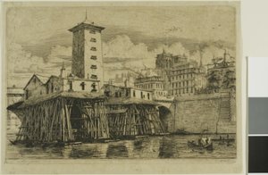 La Pompe Notre-Dame, Parijs door Charles Meryon