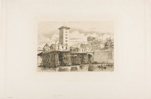 La Pompe Notre Dame, Parijs door Charles Meryon