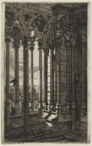 La galerie Notre-Dame, Paris door Charles Meryon