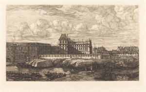Het Oude Louvre, naar een Schilderij van Zeeman, 1651 door Charles Meryon