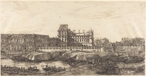 Het oude Louvre, naar een schilderij van Zeeman, 1651 door Charles Meryon