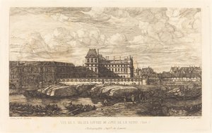 Het Oude Louvre, naar een Schilderij van Zeeman, 1651 door Charles Meryon