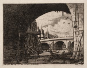 Larch du Pont Notre Dame, Parijs, 1853 door Charles Meryon