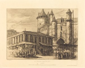 Le Grand Chatelet, Parijs, circa 1780 door Charles Meryon