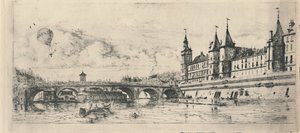 Le Pont-Au-Change 2e Staat door Charles Meryon