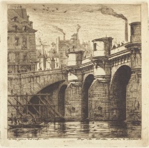 Le Pont Neuf, Parijs door Charles Meryon