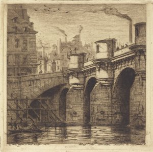 Le Pont Neuf, Parijs door Charles Meryon