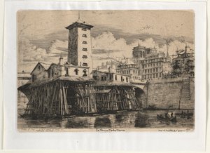 Notre Dame Pompstation, Parijs door Charles Meryon