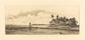 Oceanië, eilanden bij Uvea (Wallis); Vissen met palmen, 1845 door Charles Meryon