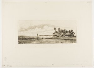 Oceanië: Vissen, nabij eilanden met palmen in de Uea of Wallis-groep, 1845 door Charles Meryon