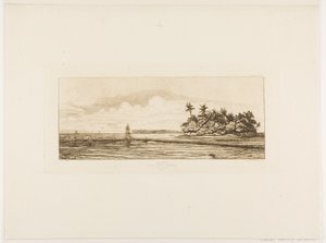 Oceanië: Vissen, bij eilanden met palmen in de Uea- of Wallis-groep, 1845 door Charles Meryon