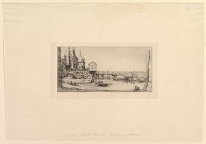 Passerelle du Pont-au-Change, na de brand van 1621 De voetbrug tijdelijk vervangend door Charles Meryon
