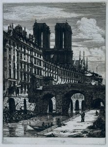 Petit Pont over de Seine in Parijs door Charles Meryon