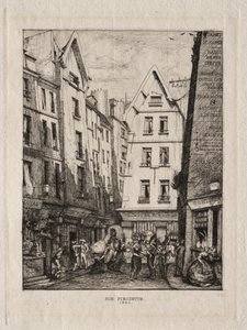 Pirouette Straat, nabij de Markten, Parijs door Charles Meryon