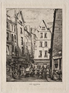 Pirouette Street, nabij de markten, Parijs door Charles Meryon
