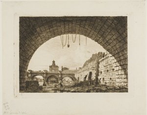 Pont-Neuf en de Samaritaine gezien van onder de eerste boog van de Pont-au-Change, Parijs