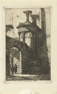 Poort bij ingang van het klooster van Franse Capucijnen in Athene door Charles Meryon