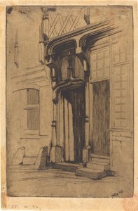 Deur van een oud klooster, Rue Mirabeau, in Bourges