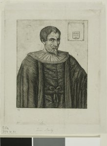 Portret van Jean Besly, historicus door Charles Meryon