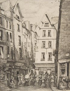 Rue Pirouette aux Halles, Parijs, naar Laurence, 1860 door Charles Meryon