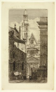 Saint-Etienne-du-Mont door Charles Meryon